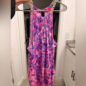 LILLY PULITZER HAVANA PINK TURTLE TIDEPOOL BOWEN HALTER TOP XL